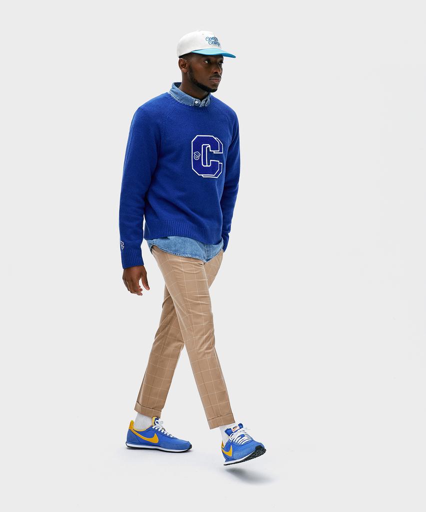 CONCEPTCOLLEGE Double Big C Patch Blue Lambswool Knit (Unisex)