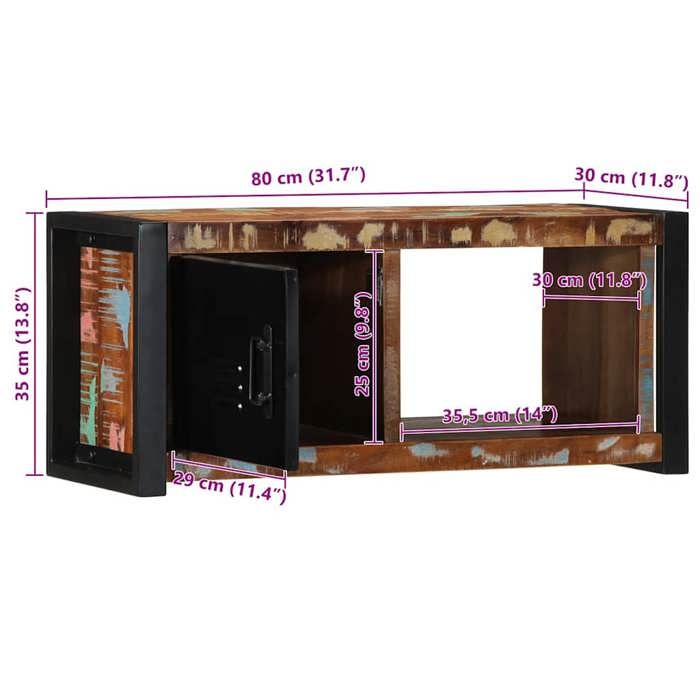 VidaXL TV Cabinet 80x30x35 Cm Solid Reclaimed Wood, Tv Bench, Hifi Cabinet, Entertainment Center, Tv Buffet, Furniture 4013596