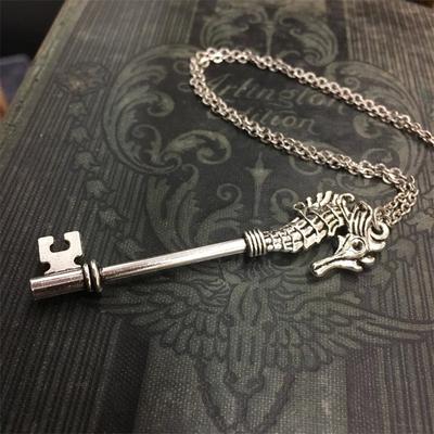 Hot Selling Seahorse Key Charm Pendant - Bronze Silver Color Necklace - Vintage Locket Style Accessories Jewelry