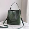 Women’s Fashion All-Match Crocodile Pattern Bucket Bag, Portable Top Handle Shoulder Crossbody Daily Purse
