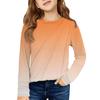 Girls' Long Sleeve Tee - Pleated Round Neck Casual Top