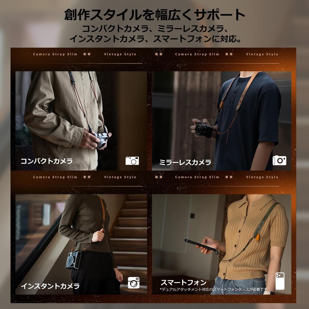 PGYTECH Slim Vintage Series Camera 30kg Weight Adjustable Easy To Attach and Neck Quick Release System Strap, Capacity, Length, Lightweight, Flexible,