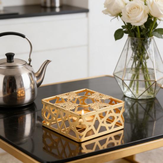 Dekoratif Mumluk Demir Çaydanlık Isıtıcı Standı Oyuk Tasarım Çaydanlık Isıtıcı Standı Tencere Kettle için Vintage Tarzı Ev Dekorasyonu