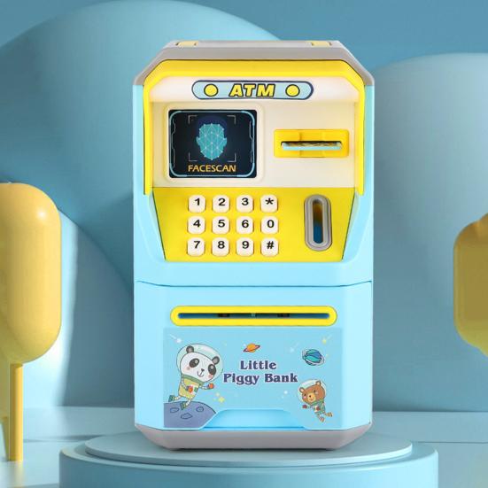 Kids Piggy Bank Portable Handle Built-in Music Digital Password Simulation Face Recognition Save