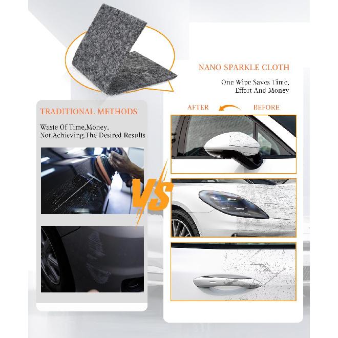 Nano Sparkle Cloth Car Scratch Remover, Nanosparkle Cloth for Car Scratches, Nano Wipes for Car, Safe on All Vehicle Colors, Removes Water Spots &