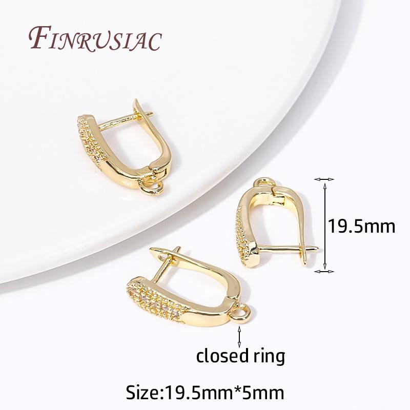 18k Gold Plated Inlaid Zircon U Shape Earring Clasp Fasteners Accessories DIY Handmade Tassel / Pearl Drop Earrings Findings
