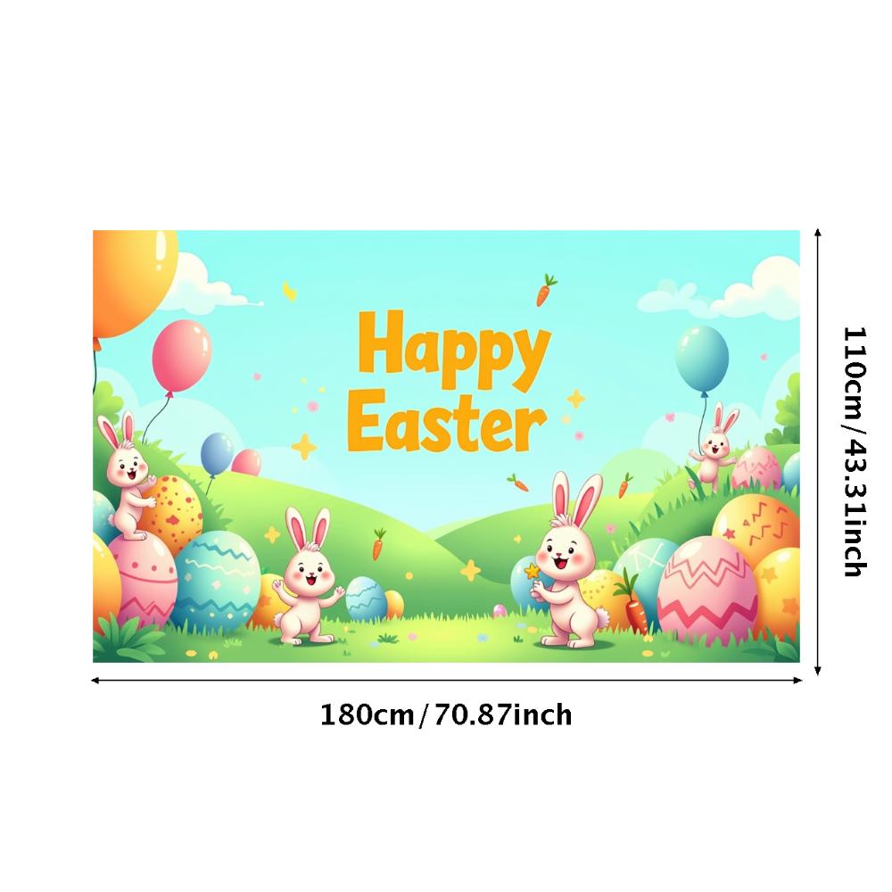 Happy Easter Backdrop Banner Easter Egg Bunnies Photography Prop Decorations Garden Party Supplies Background Spring Decor