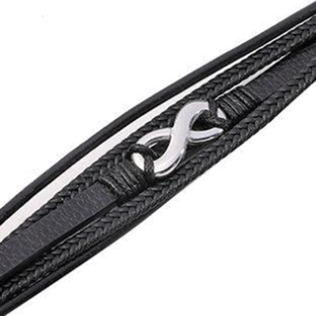 Multi Strand PU Bracelet Stainless Steel Magnetic Suction Buckle Simple Fashionable Bracelet Jewelry Steel Color