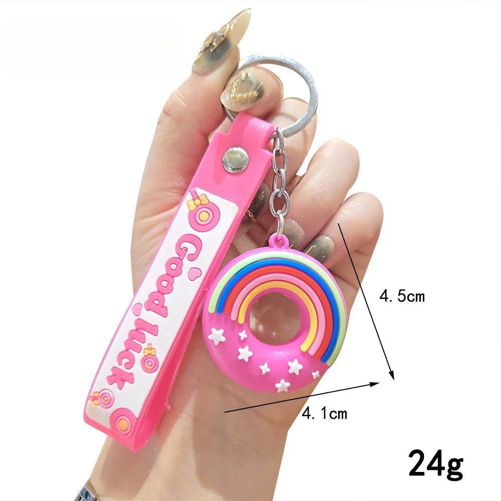 Creative Rainbow Donut Keychain Pendant Children's School Bag Pendant, Cartoon Doll Blind Box Small Gift Pendant