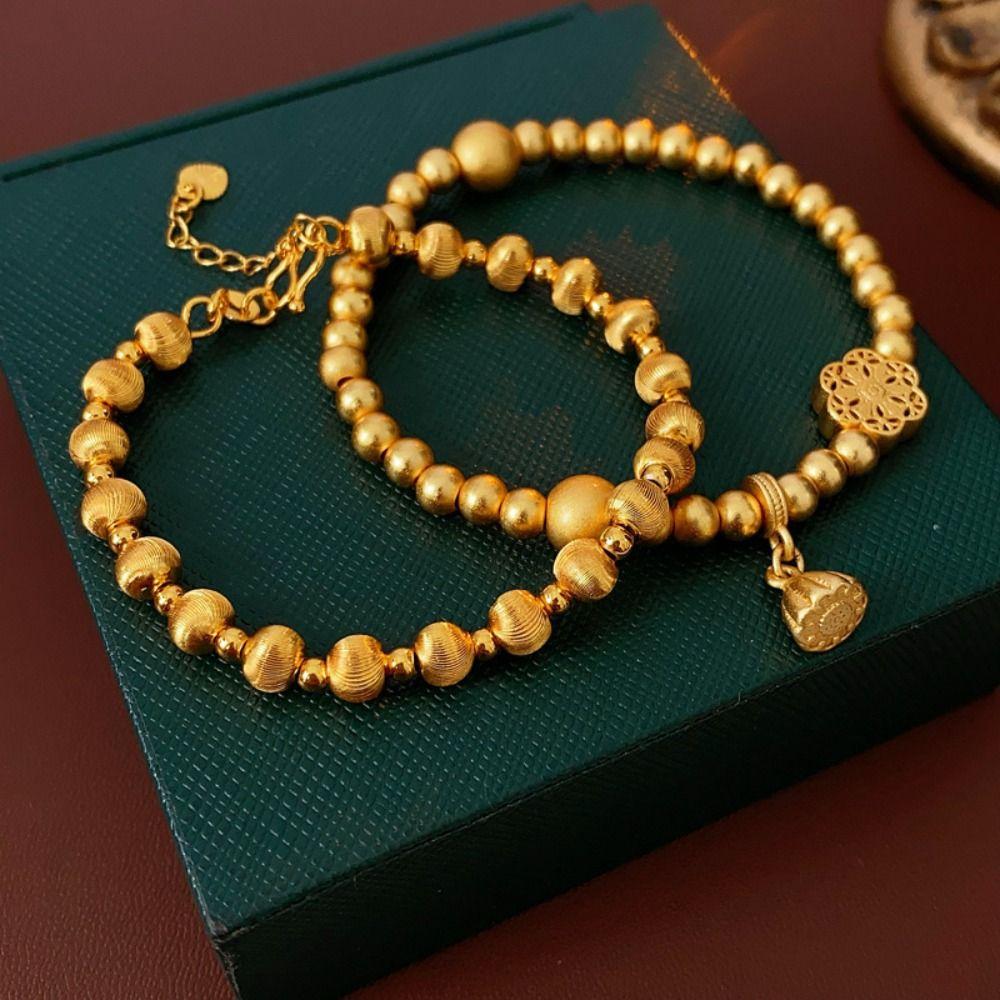 

Fashion Retro Bracelet European Gold Bracelet Light Luxury Lotus Beads Wedding Style 2