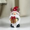 Indoor Christmas Decoration Gnome Figurine Resin Red Santa Dwarf Statue with Tree/Gift Box Festive Ornament for Showcase Tomte Swedish Nordic Table