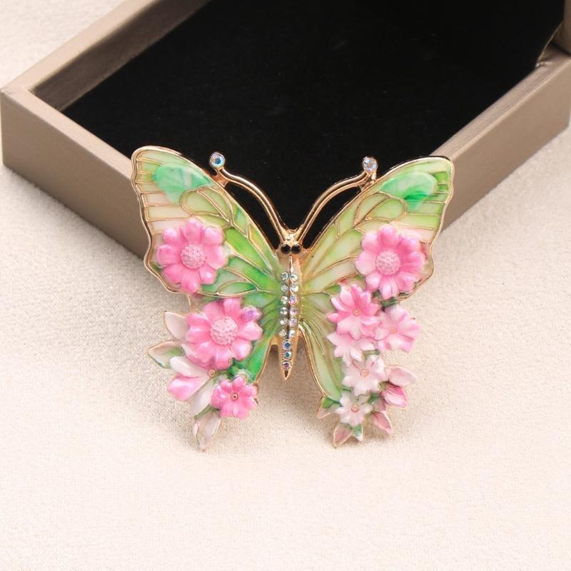 1Pcs Colorful Beautiful Insects Brooch Vintage Big Flower Butterfly Brooches For Women'S Clothes Pins Gifts