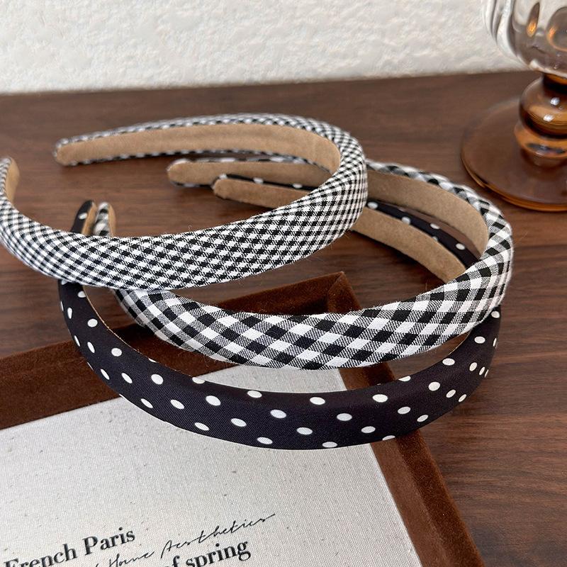 Polka Dot Hair Bands for Women Floral Print Hair Hoop Headbands Sweet Girls Plaid Hairband Hair Accessories Headwear Headdress