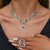 3 Pieces of Women Crystal Droplet Necklace Earrings Set for Wedding Evening Dress Accessories