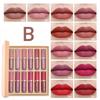 SAM SUGAR 12pcs/set Muticolor Book Lip Gloss Set Matte Velvet Non-stick Cup Longlasting Waterproof Easy Color Lip Gloss Lipstick