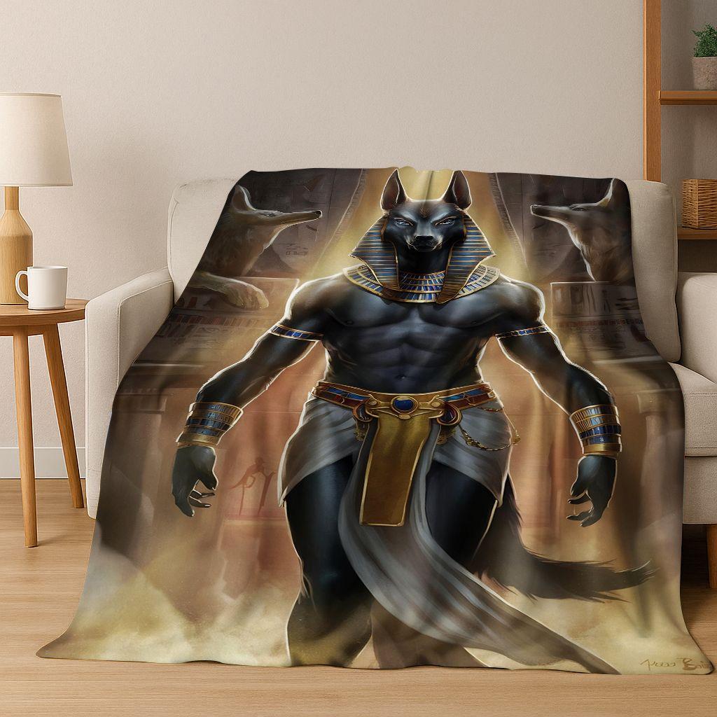 Ancient Egyptian Gods Dead Anubis Pharaoh Tutankhamun Mask Flannel Blanket,Cozy Soft Throw Blanket for Home Bedroom Bed Sofa Kid