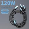 120W Braided Three-in-One Type-C Super Fast Charging Cable for Huawei