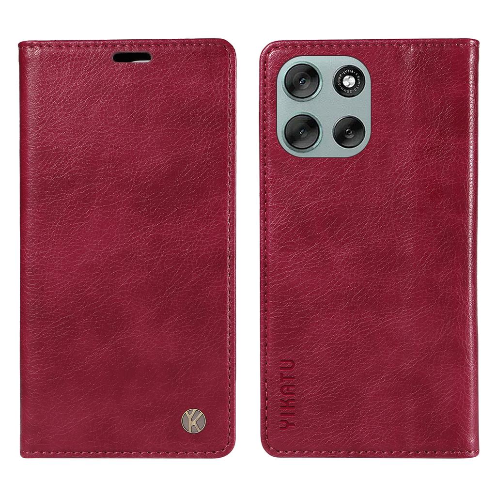 For Motorola Moto G56 5G Wallet Case YIKATU YK-006 Magnetic Closure Leather Phone Cover Litchi Texture