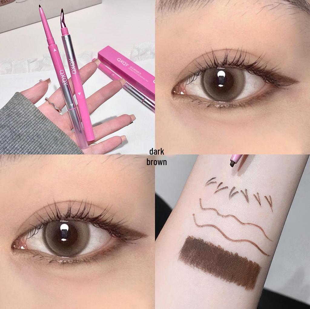 QXQY Dual-ended Eyeliner: Gel Pencil & Angled Brush, Ultra-fine, Waterproof, Sweatproof, Non-smudging, Under-eye Highlight.