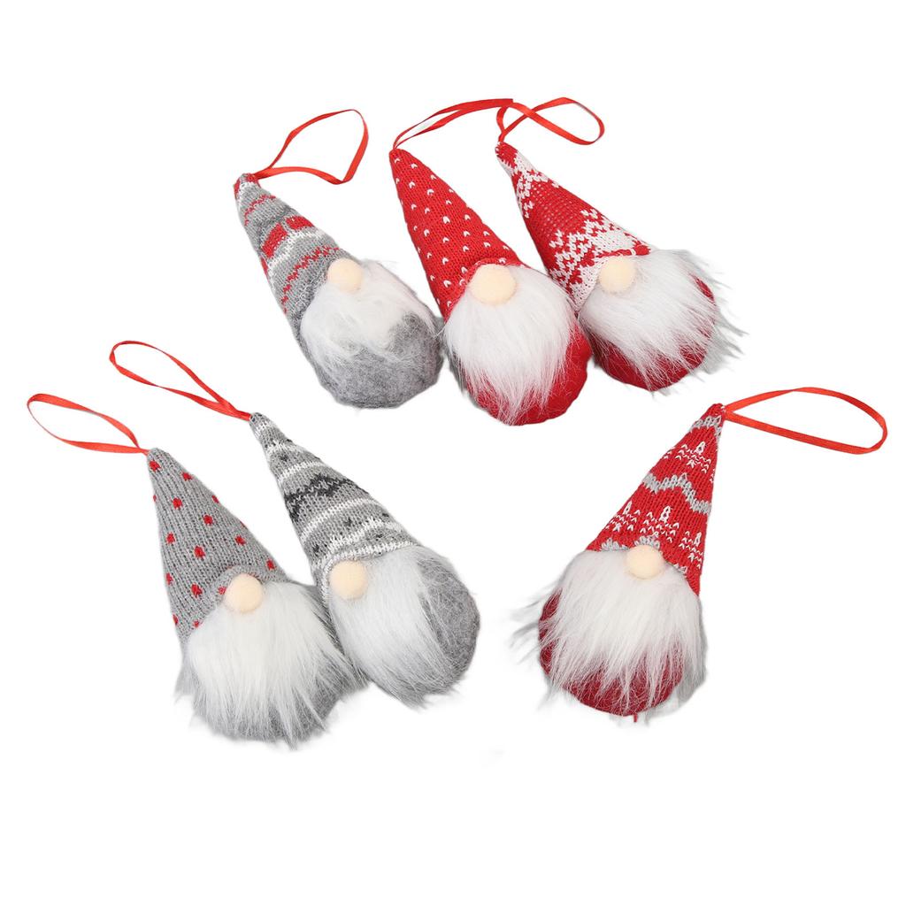 6 PCS Christmas Gnome Santa Ornaments Cotton Unique Santa Elf Hanging Ornaments for Christmas Tree Holiday Fireplace