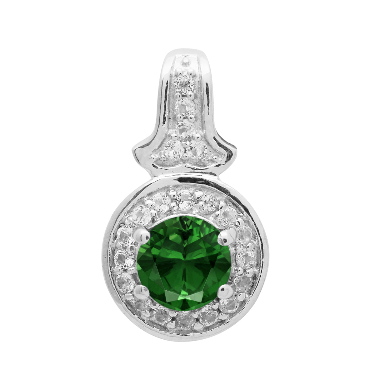 

Multi Stone Round Solitaire Halo Pendant - 925 Sterling Silver