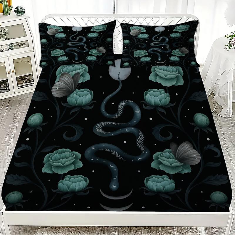 3pcs Fitted Sheet Set Animal Wolf Eagle Lion Dog Print 100% Polyester Breathable Bedding Set for Home Decor with 2 Pillowcases