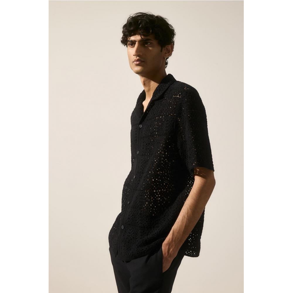 

Рубашка в стиле крючком HM Regular Fit, черная