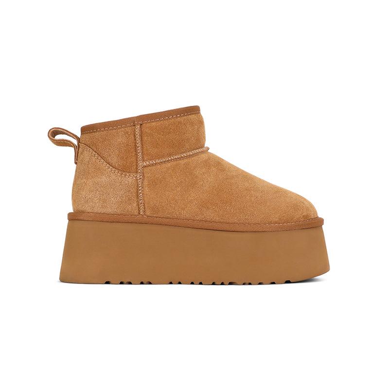 Zhou Dongyu Has the Same Wool Warm Thick-soled Snow Boots for Women's Autumn and Winter 2025 New Short Cotton Shoes and Velvet Short Boots