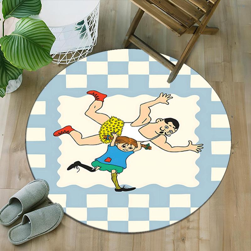 1pc Pippi Longstocking1 Print Round Carpet Chair Round Carpet Suitable for Bedroom Living Room Home Decorative Carpet