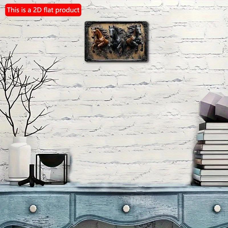 2D Flat Wooden Sign 30*20cm Vintage Wooden Sign Wall Hanging, Print Country Horse, Square Decorative Sign, Wall Hanging Plaque for Living Room, Home