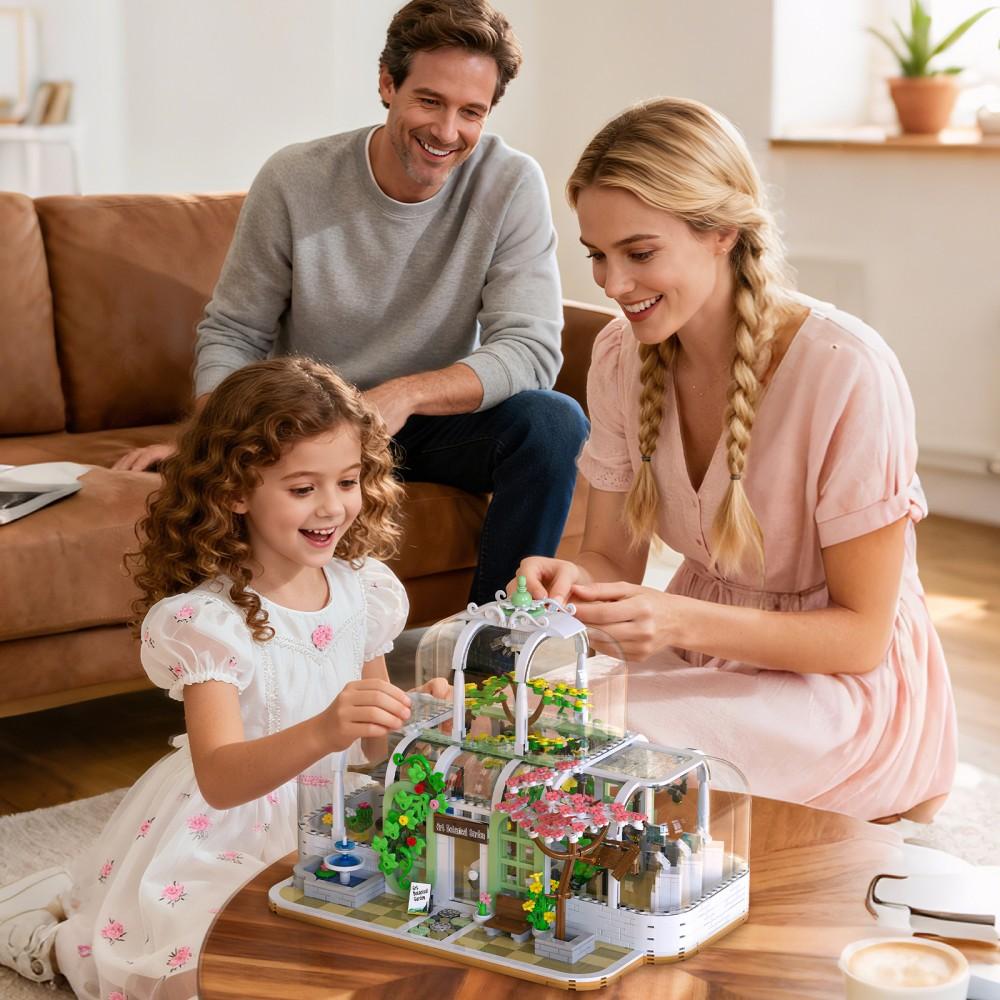 Blocos de Construção Jardim Botânico Não Tóxicos 1482 Peças Modelo Casa das Flores Cena de Rua Transparente Ornamento de Mesa Brinquedos Infantis Presentes de Feriado