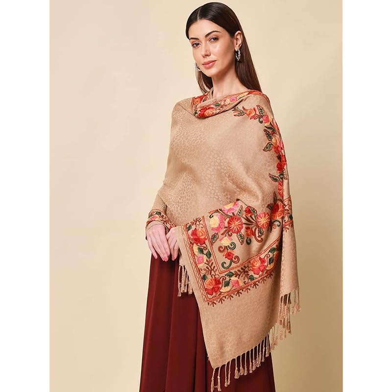 Women's khushnuma Kashmiri Aari Embroidery Stole (Size: 71X203 CM)