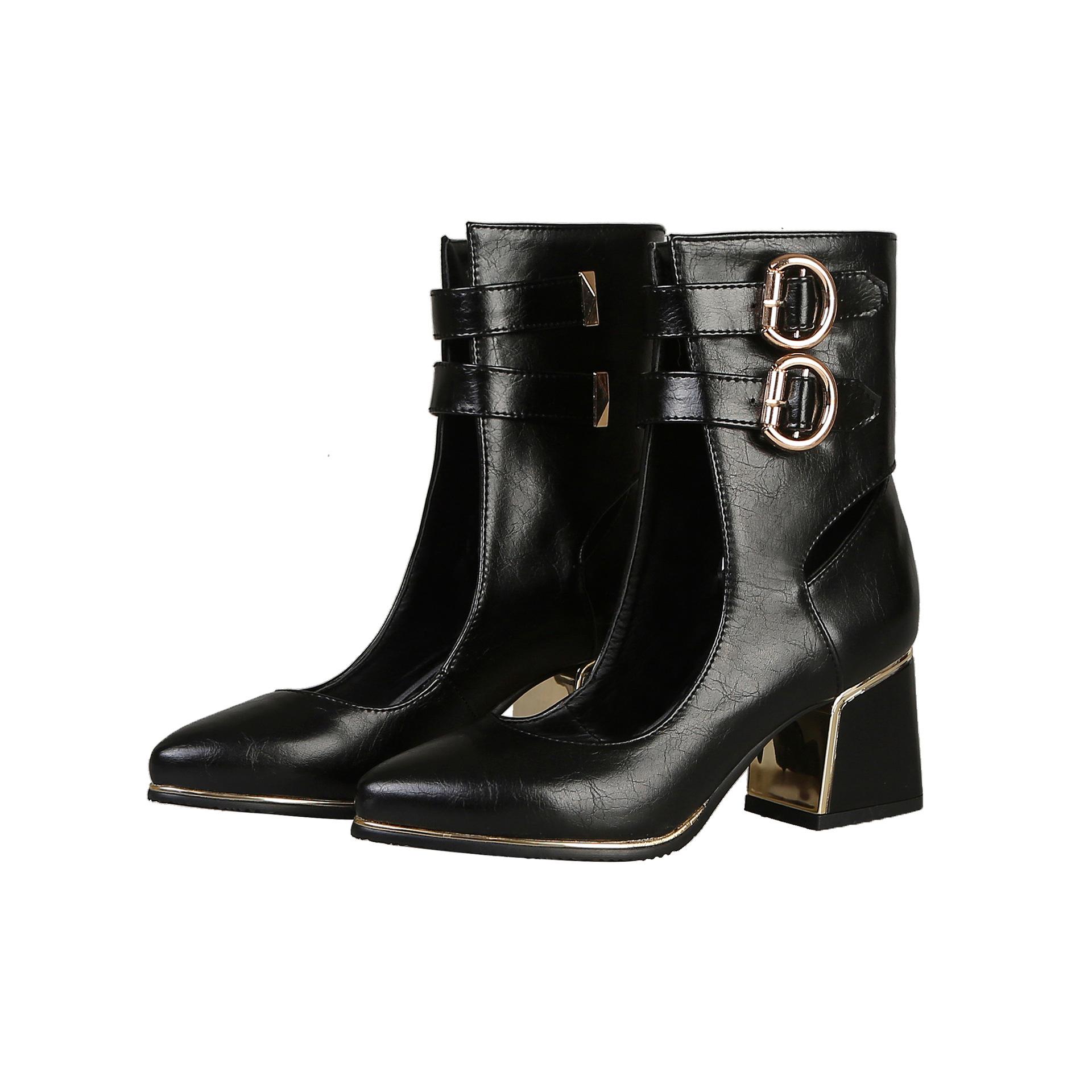 

Модные женские весенне-осенние крутые ботинки Большой 48 Маленький 32 Лакированная кожа Универсальные Новые Одиночные туфли Высокий каблук Женская обувь 43 чёрный