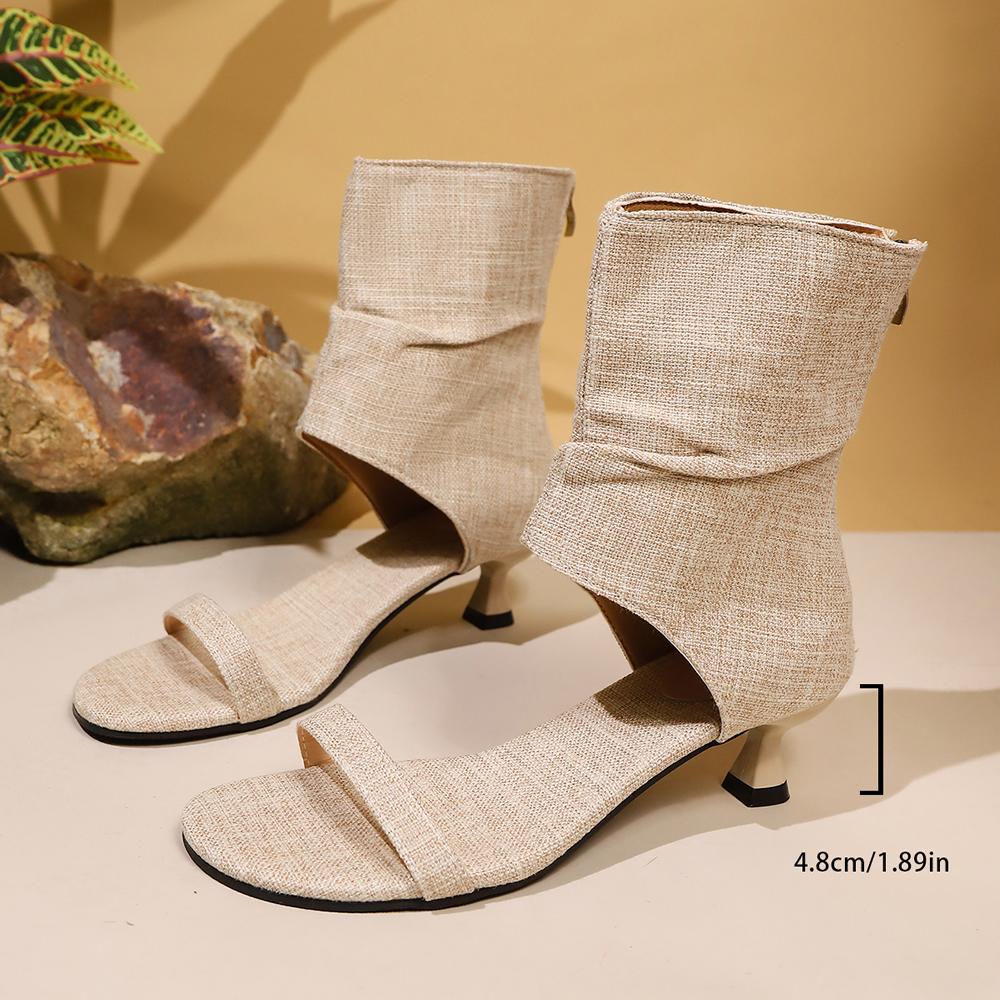 Heeled Sandals Women Summer Boots Kitten High Heels Shoes Designer 2025 New Brand Cowboy Ankle Open Toe Casual Party Pumps Cool