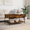 VidaXL Table Basse, Bout de Canapé avec Pieds Réglables, Table d'Appoint avec Rangement Salon Intérieur, Moderne, Chêne Fumé 845348
