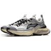Li Ning Starry Y2K Retro Fashion Versatile Thick Sole Comfortable Soft Resilient Low Top Dad Shoes Men sneakers Silver Black AGCU339-2