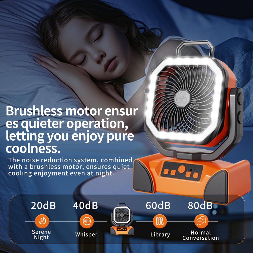 40000mAh Rechargeable Camping Fan with LED Light Remote Control 4 Speeds Timer Hanging Hook Portable Outdoor Tent Fan