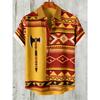 Men's Ethnic Style Linen Short-sleeved Shirt Natural Ocean High-definition 3D Printed Shirt Men's Hawaiian Vacation Outdoor Top