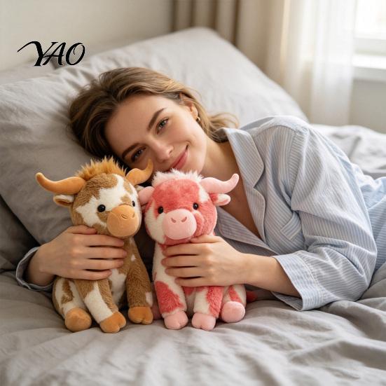 Plush Highland Cow Doll Stuffed Animal Toy, Soft Scottish Cattle Doll, Comfort Companion Cute Farm Present for Adults Kids Boys Girls Decorative