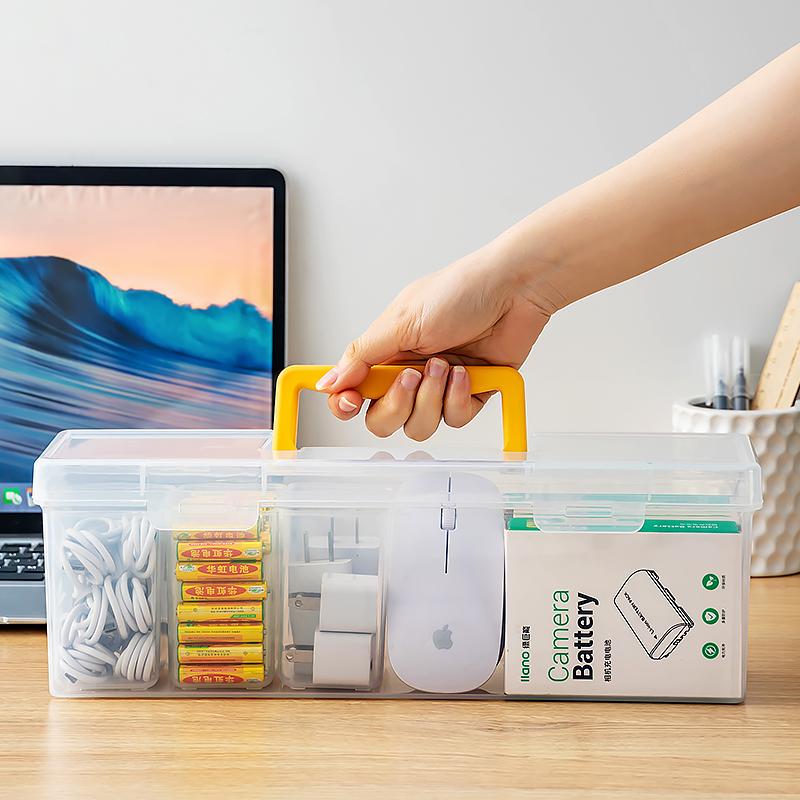 6 Grids Data Cable Storage Case Clear Plastic Office Desktop Sundries Organizer Earphones Mouse Charging Cable Storage Organizer