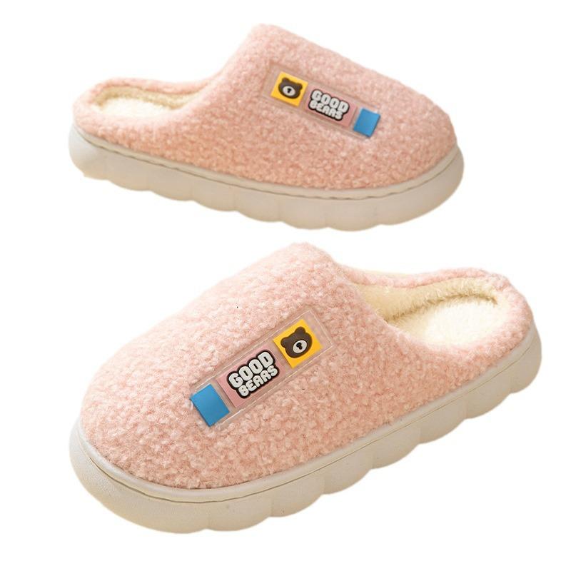 Cotton slippers women's winter new velvet warm cotton drag couple cotton shoes bag head cotton slippers silent shoes