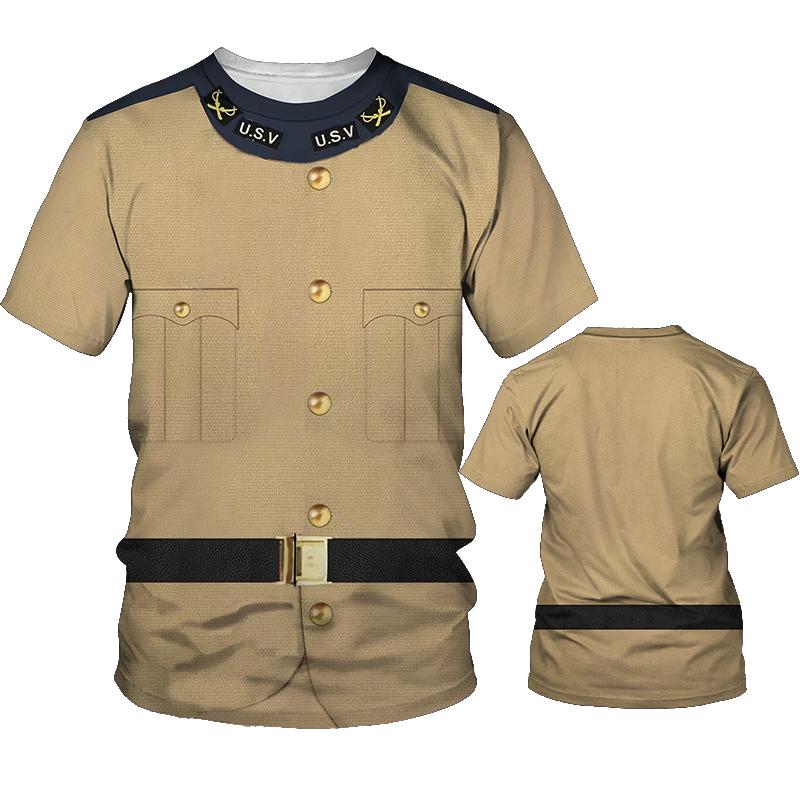 Îmbrăcăminte de căpitan pentru bărbați de vară Tricou Cosplay amuzant Nou cu gât cu mânecă scurtă Uniforma de pilot pentru bărbați Îmbrăcăminte imprimată 3d