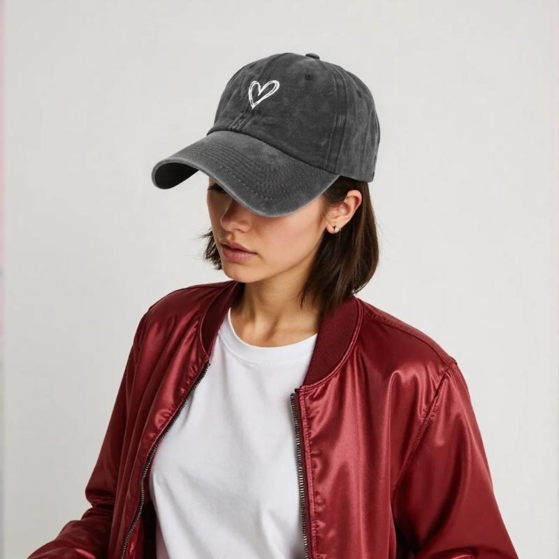 Distressed Baseball Hat for Girls Women Embroidery Heart Casual Hat for Sports Gym Mountain Camping Hat Outdoor Activity