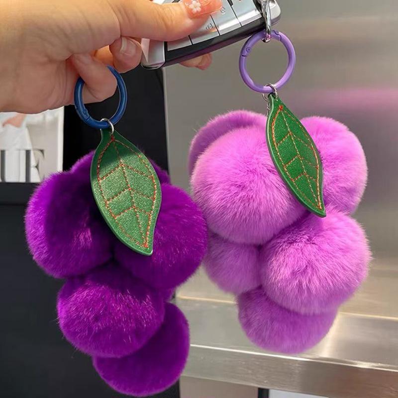 Imitation Otter Rabbit Fur Good Persimmon Keychain Pompom Bag Pendant Plush Peach/Cherry Backpack Car Pendant Key Ring Fluffy