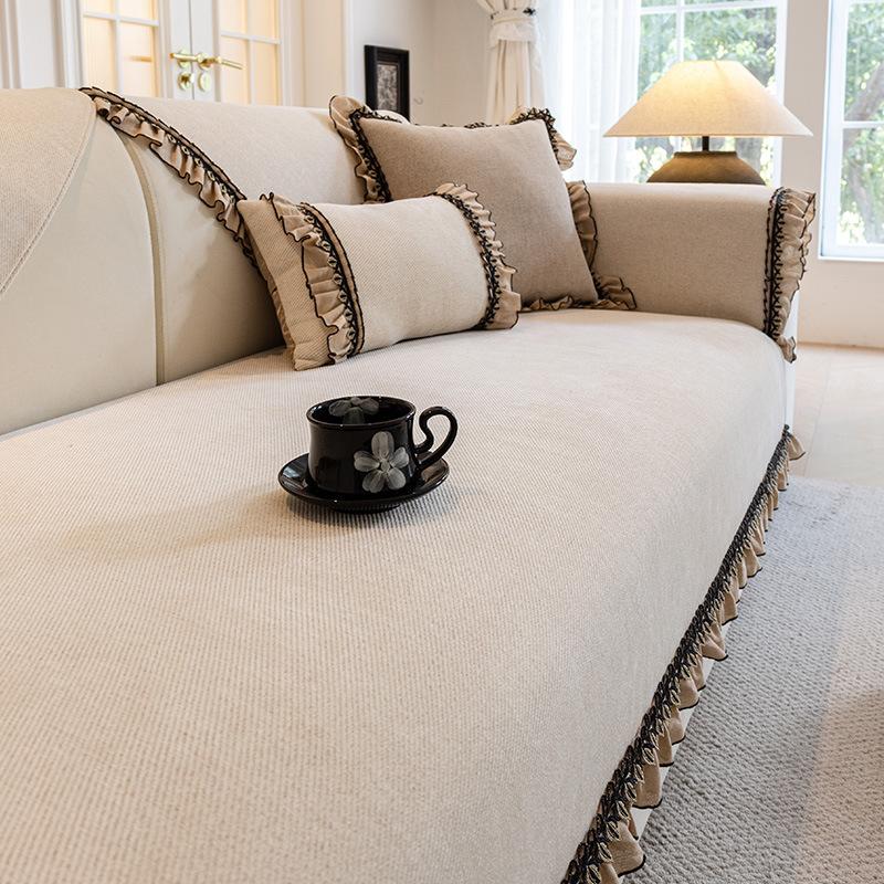 

French Premium Sofa Cushion, All-Season Non-Slip Seat Cushion New Chenille Sofa Cover Cover Cover Towel 70*70cm