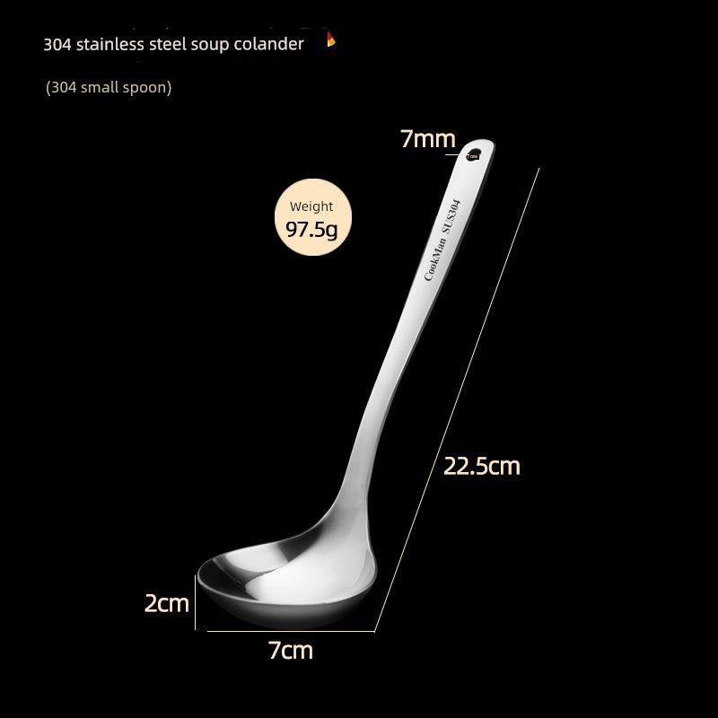 Steel Spoon, Small Soup Spoon, Slotted Spoon, Creative Long-Handled Soup Spoon Set, Household Spoon for Serving Soup, Drinking Soup, and Porridge 304 Small Spoon