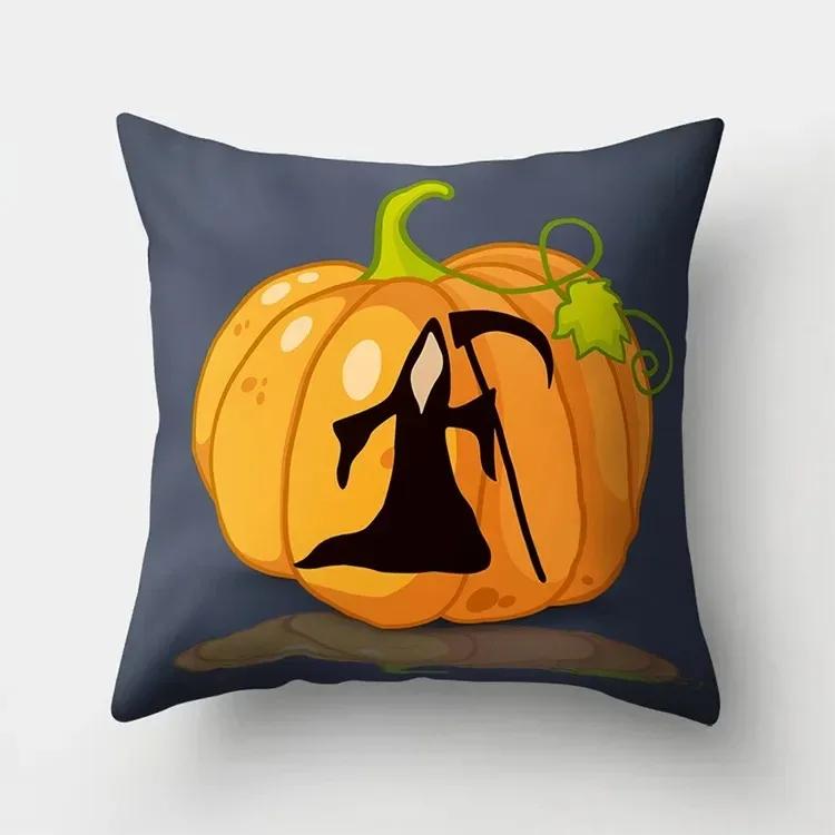 Halloween Witch Ghost Pumpkin Printing Catable Is Suitable for Family Living Room Sofa Room Decoration Pillow Sleeve