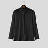 INCERUN Men Long Sleeve with Tie Detail Slim Fit Casual Knit Ribbed Tops Pullovers