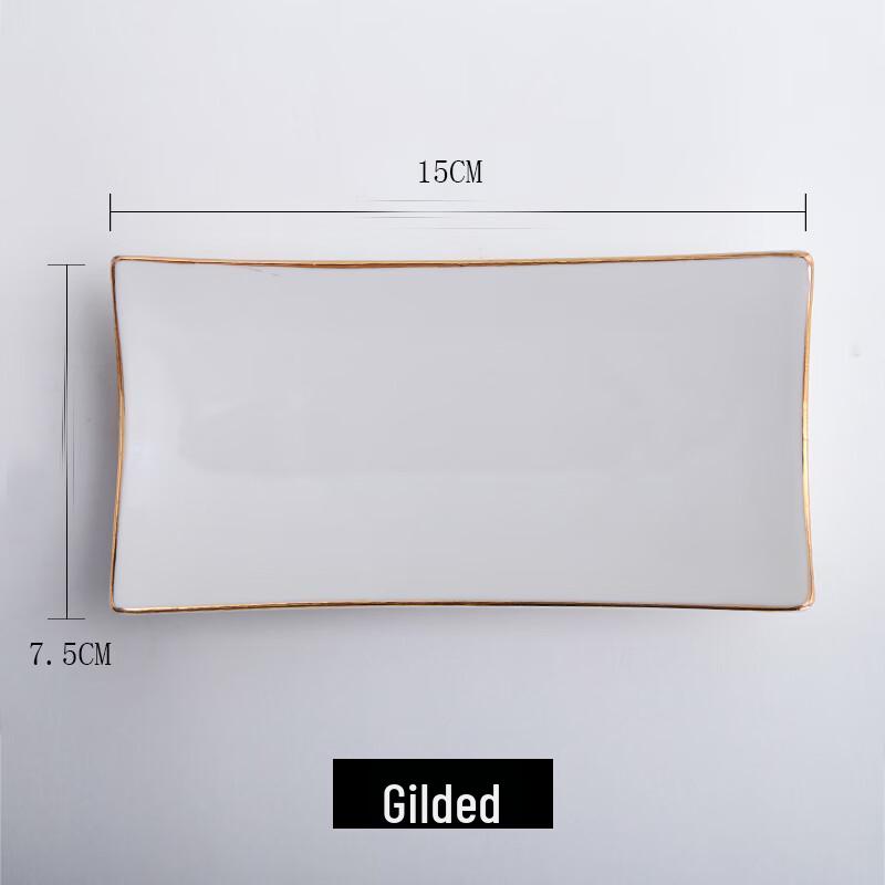 Minimalist Gold-Rimmed Ceramic Towel Tray