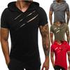 Mode Persönlichkeit Herren Farbe Hoodie Sport Kurzarm Shirt Top Bluse